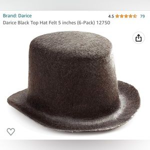 Miniature Black Felt Hats - Packs of 6 - For Favors, Crafts, or Party - 6x6x4